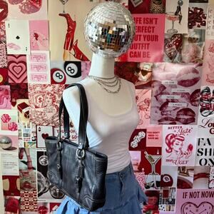Coach 90s black leather shoulder bag